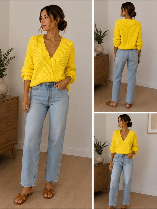 Maeve Sweaters - Anthropologie Maeve Yellow Chunky Knit V-Neck Sweater XS NWT